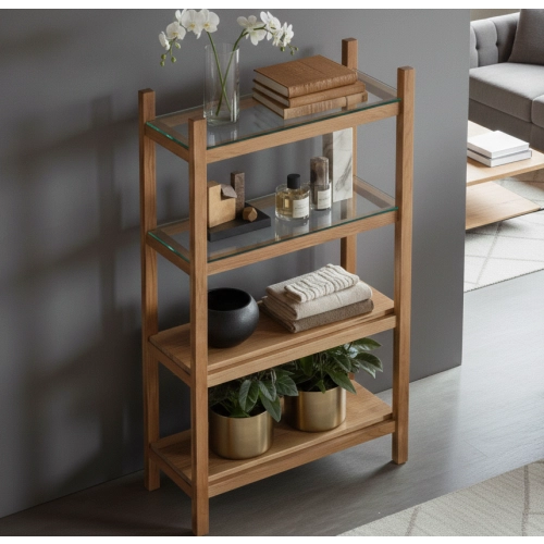 REGAŁ NA KSIĄŻKI  DREWNO LITE DĄB JESION OLCHA RNK-18